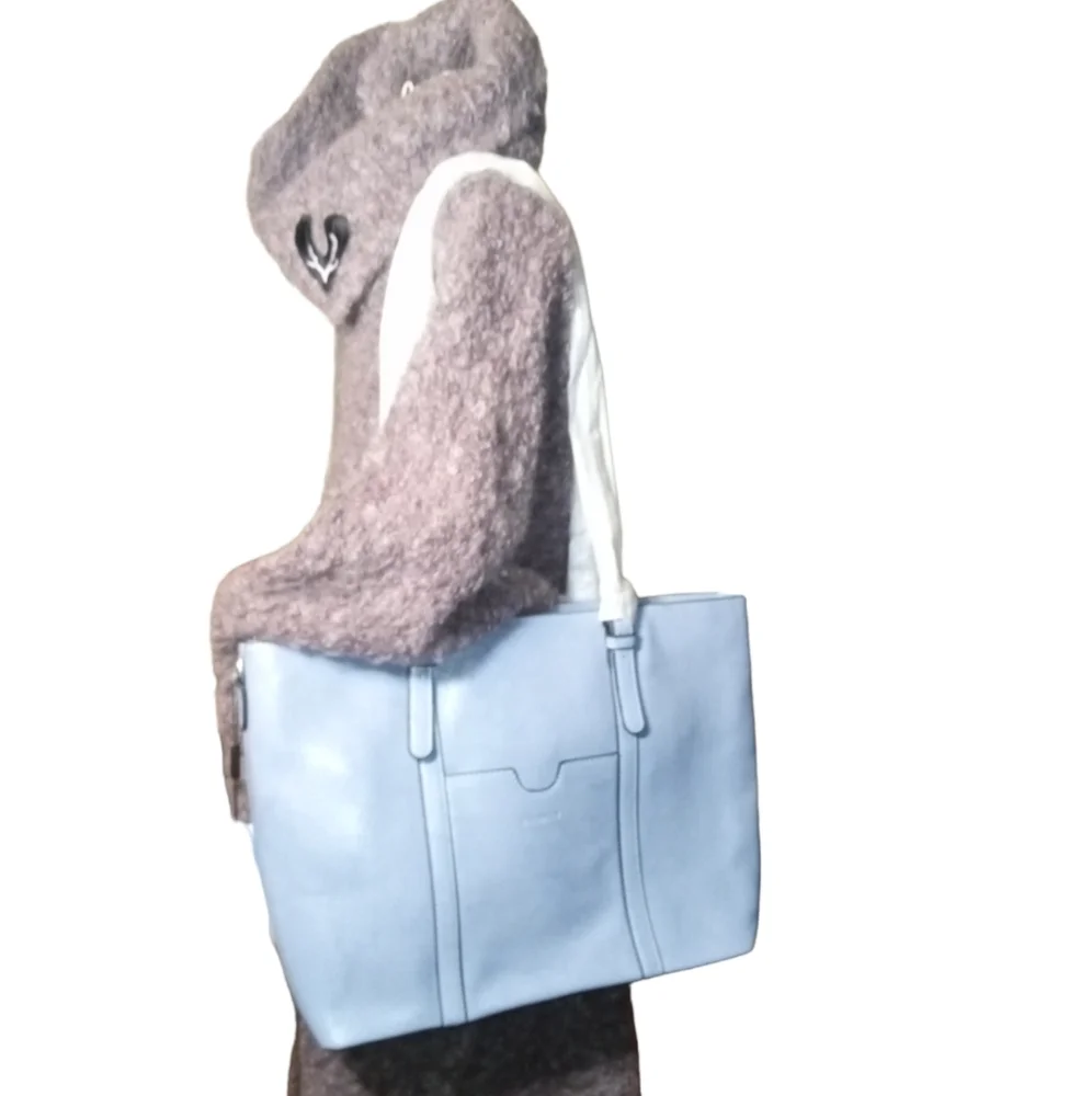 NWT Bromen Light Blue Faux Leather Laptop Bag
